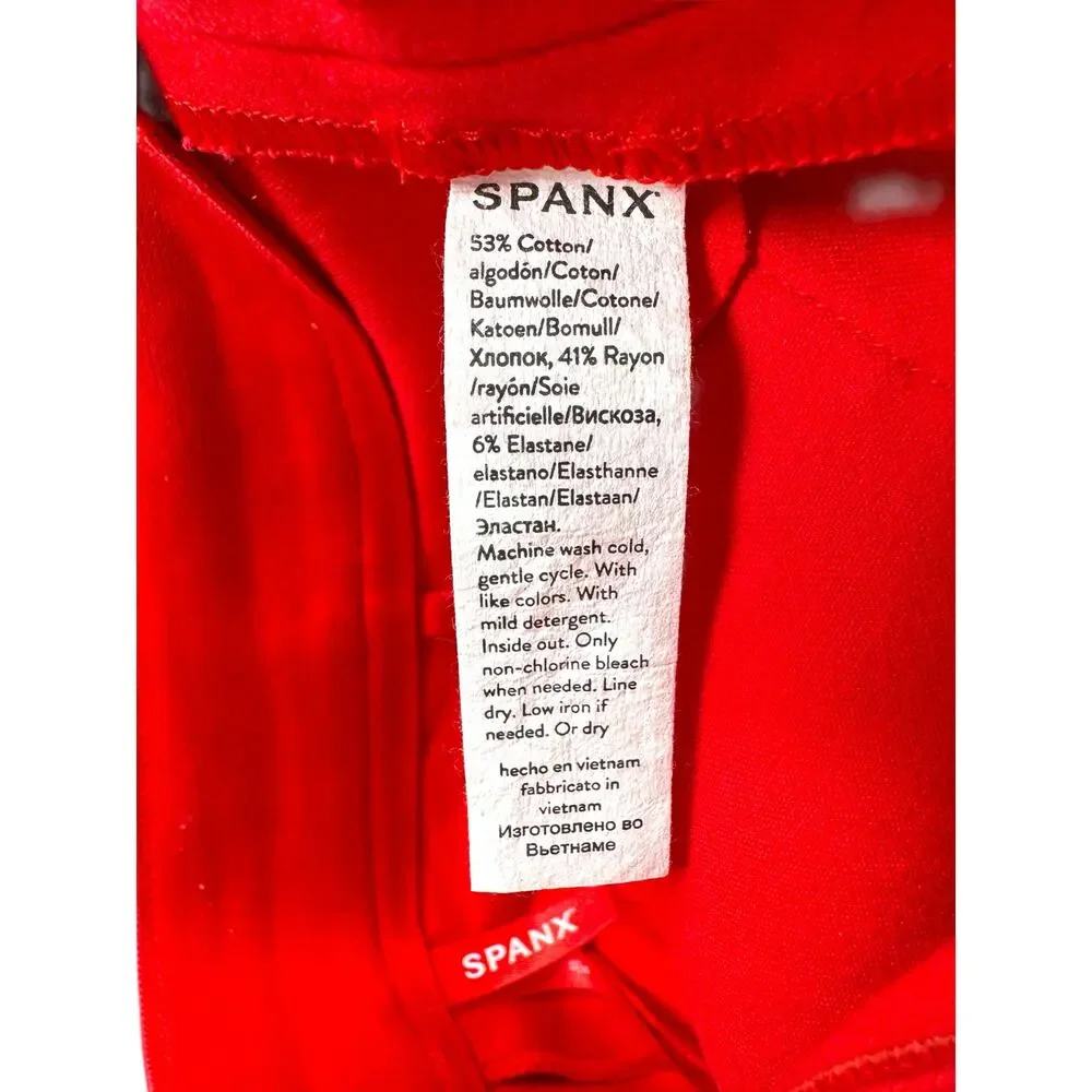 Spanx Polished Pull On Short XS Red Stretch Shaping Tailored Cotton Blend